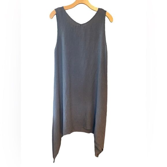 E. Laine Designs Sz L Gray Lagenlook Flowy Linen Semi-Sheer Dress Swim Cover - Picture 2 of 5